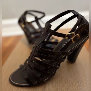 Franco Sarto, Lines, Upper Leather Low Heel, Size 7.5 Short Stilettos 3”